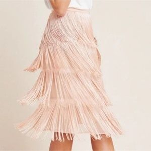 NWOT Anthropologie Maeve Fringe Blush Skirt Size 6